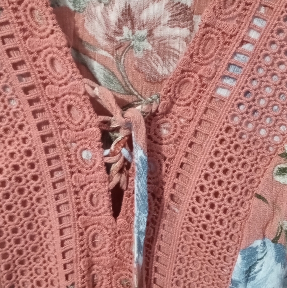 Torrid Orange Floral Tie Front Tunic - Picture 3 of 4